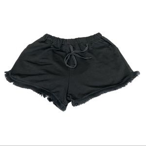 Raw Frayed Hem Lounge Shorts Black